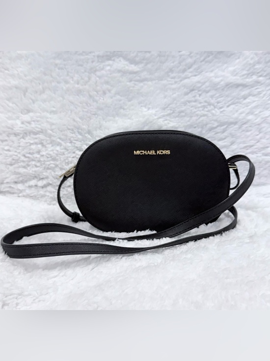 Michael Kors Handbags - Michael Kors Black Oval Saffiano Crossbody with Gold Logo
